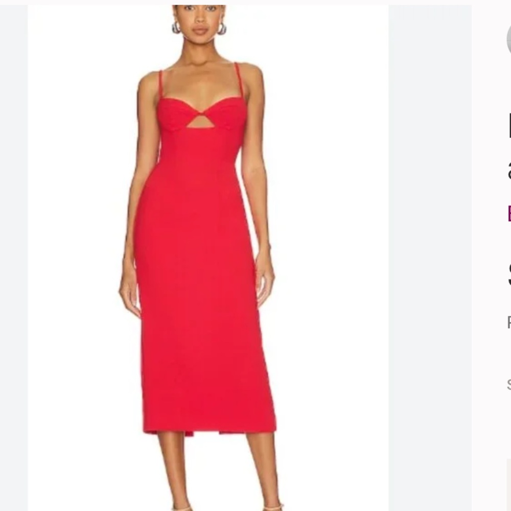 NWT Bardot Vienna Midi Dress in red Flame Orange size 8 - Picture 3 of 4